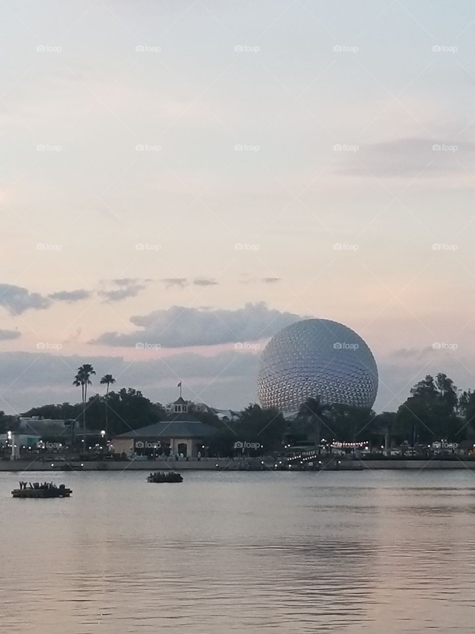 Spaceship Earth from the Water (Epcot)