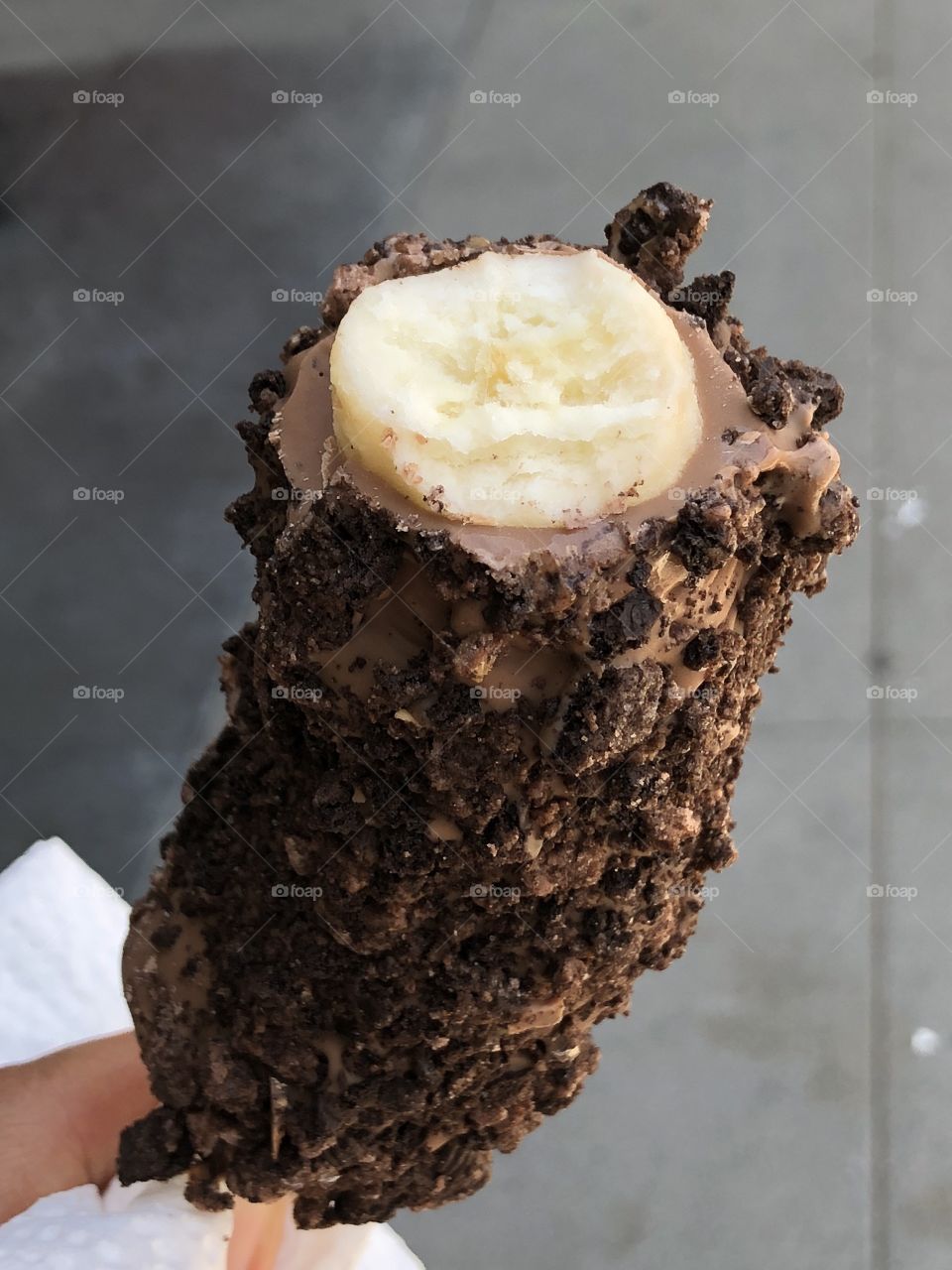 Frozen banana chocolate Oreo cookie 