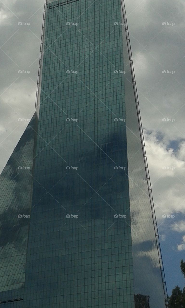 Angular Dallas. tall odd shaped building in Dallas Texas.