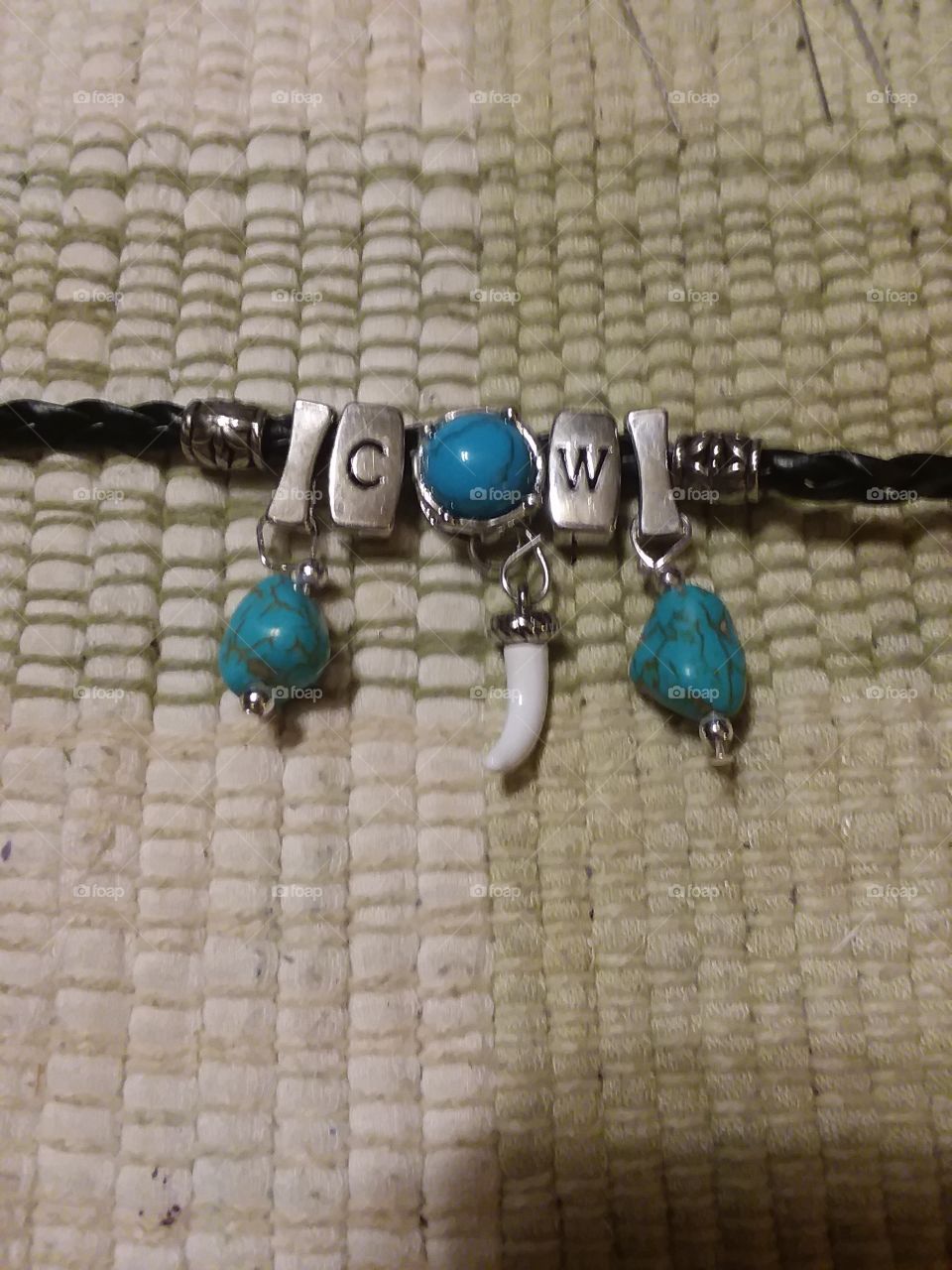 A beautiful turquoise necklD've I made for myself.r Dr myself.