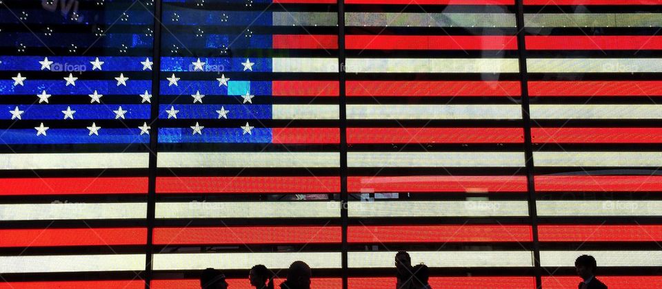 Neon American Flag, Times Square, New York City