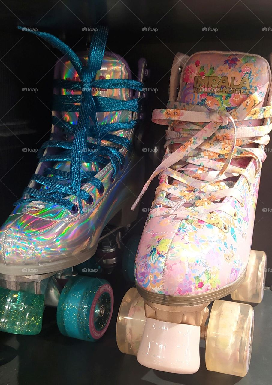 roller skates of all colors for people who have fun and are proud of their identity