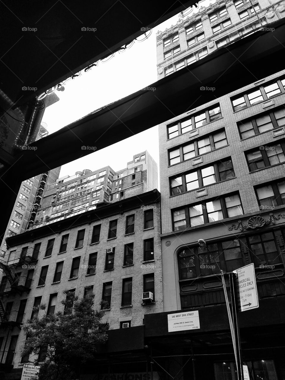 View from Pioneers Bar in Lower Manhattan - 29th between 6th and 7th - in Black and White - May 12th 2017