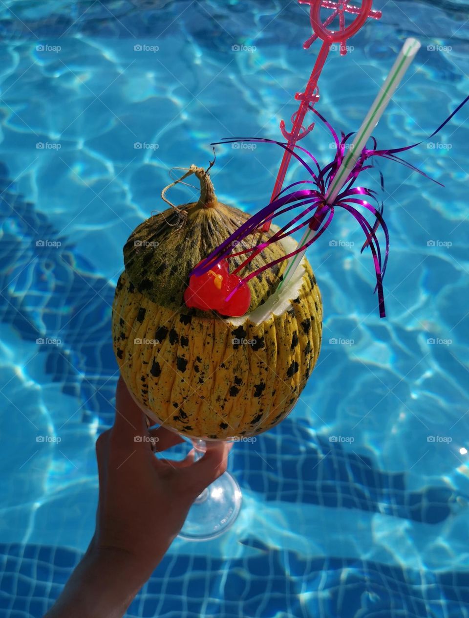 Summer time, summer mood, sunny day, tasty and beautiful cocktail.