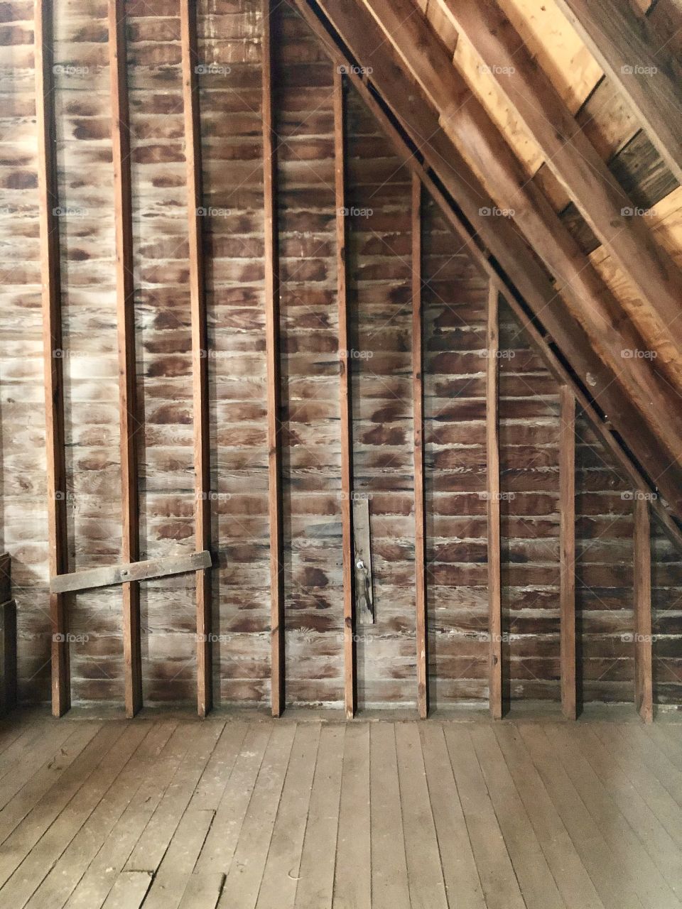 Exploring a hayloft in the old rustic barn