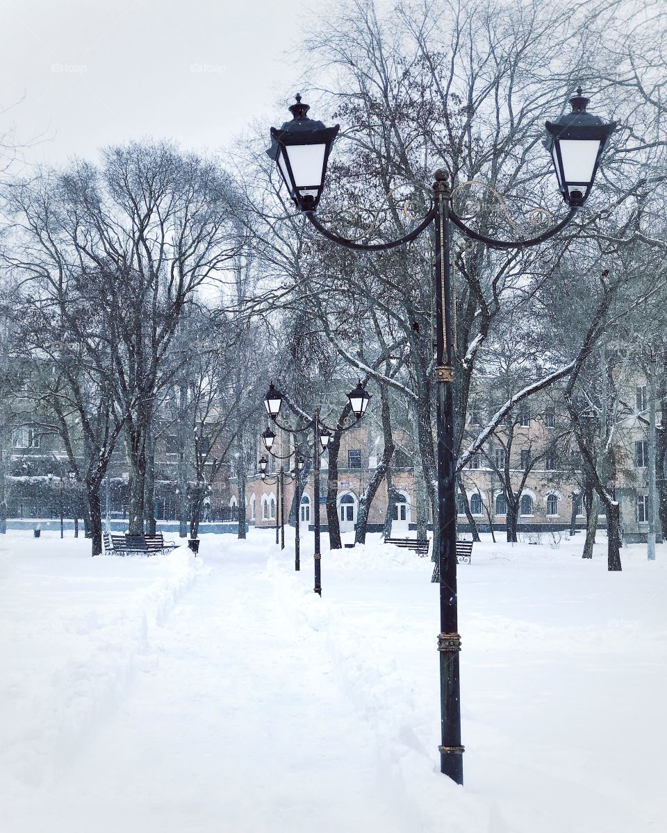 Winter beautiful walking road