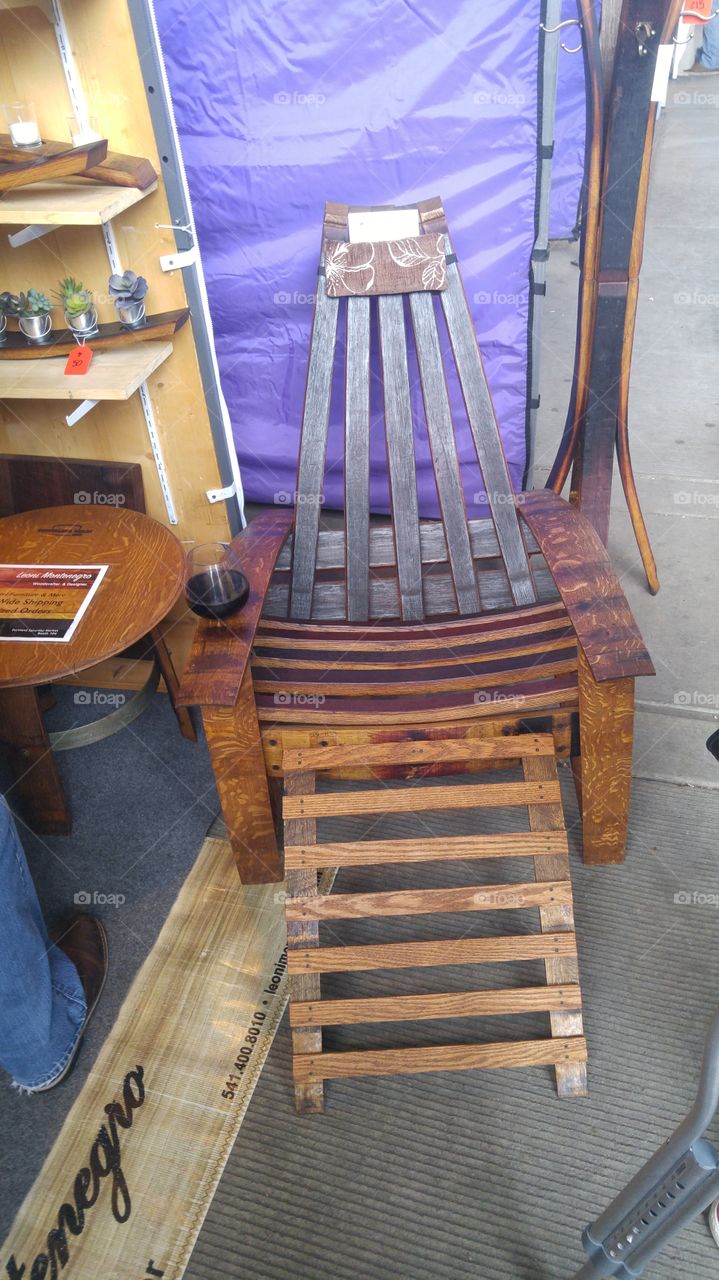 Perfect chair for the wine drinker. Portland, Oregon