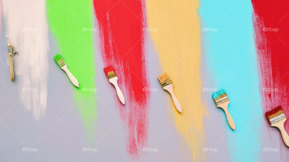 colorful paints on the wall