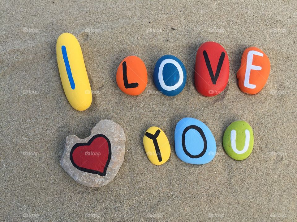 I love you on colored stones