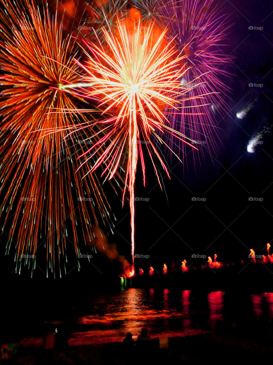 Fireworks display at night