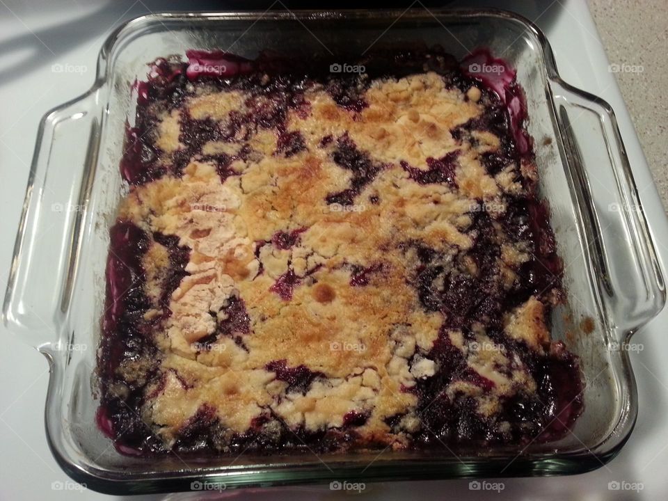 easy Blueberry cobbler with cinnamon and orange zest.