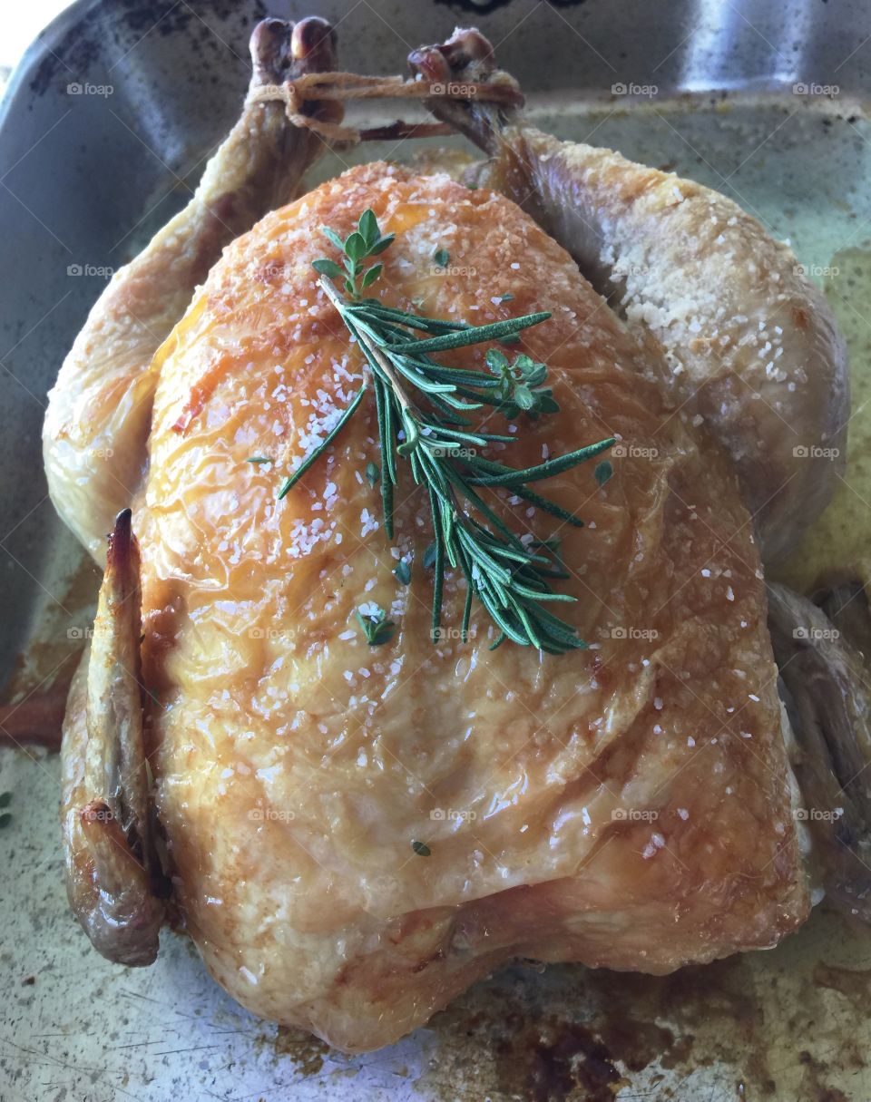 Roast chicken with fresh herbs