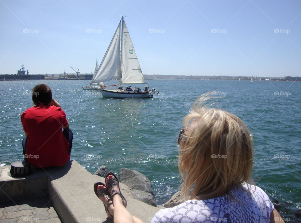 Watching the sailboats roll by. Photo taken in California