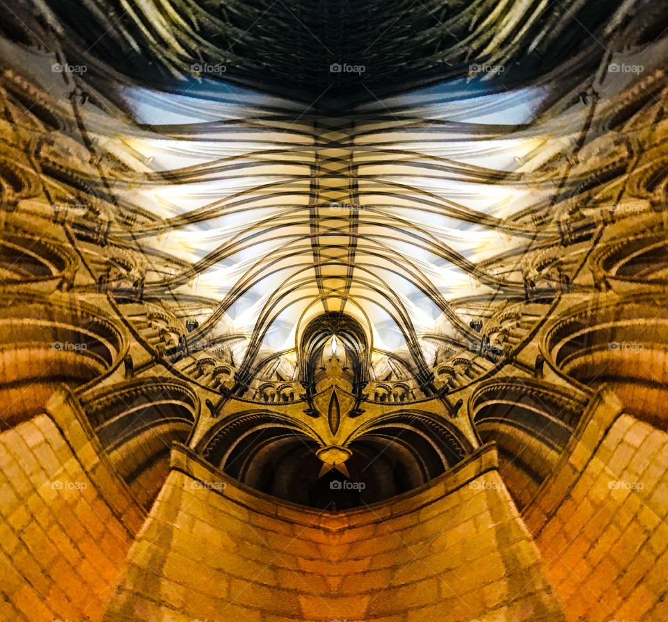 Abstract cathedral ceiling design 