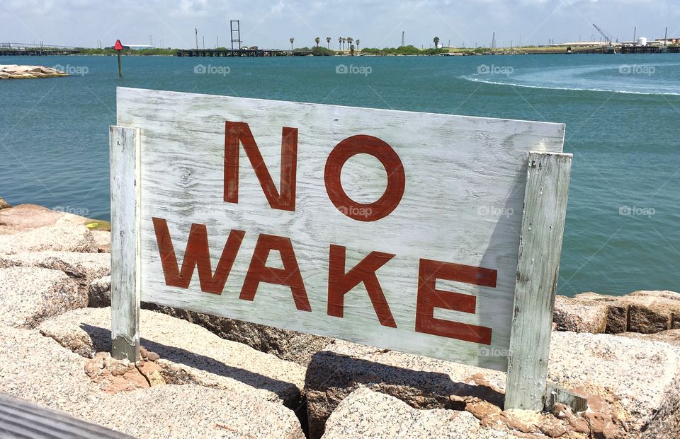 No wake zone at the harbor in Port Aransas, Texas. 