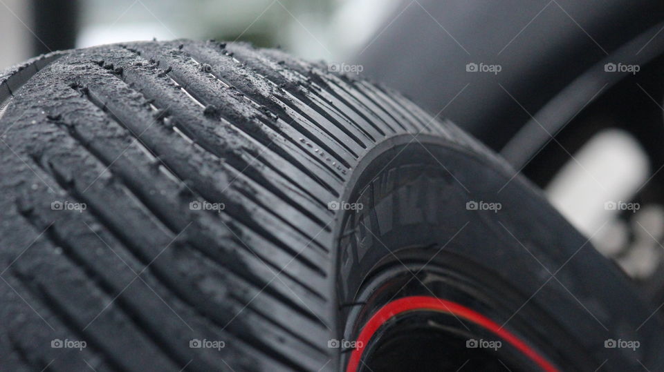 motorbike tires after being used up on the race track in Assen, the Netherlands.