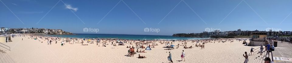 Bondi beach panorama on a hot summer's day. 
#beach
#Bondi
#craftyartificer
#Australia