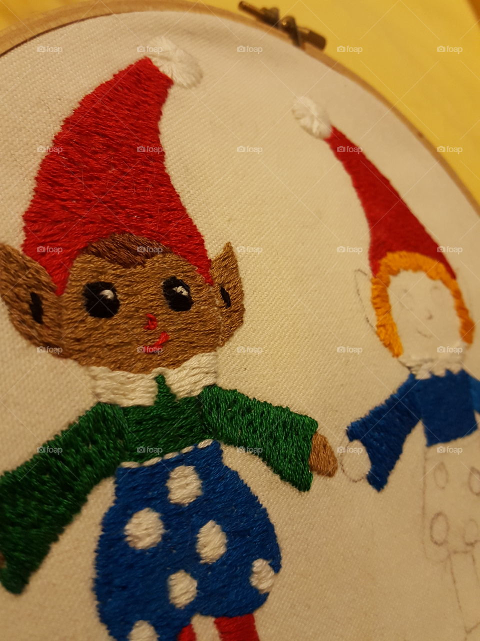 Embroidering Santa's Elves