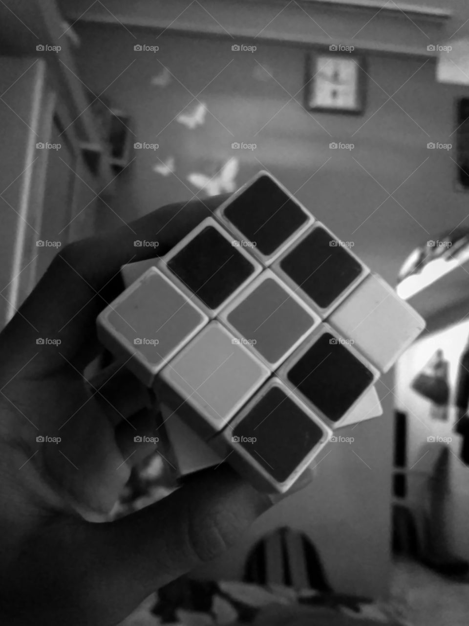 Rubik's cube B&W