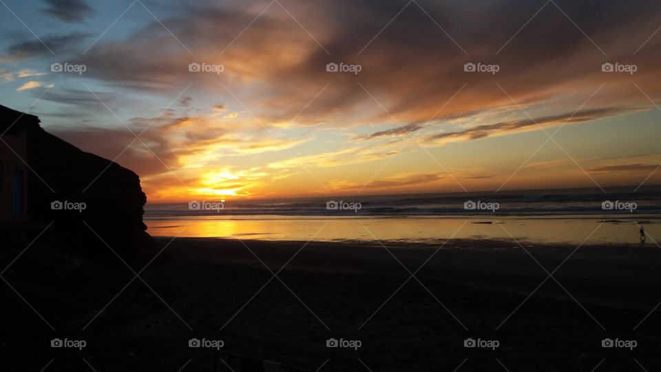 sunset over Legzira beach nice colour