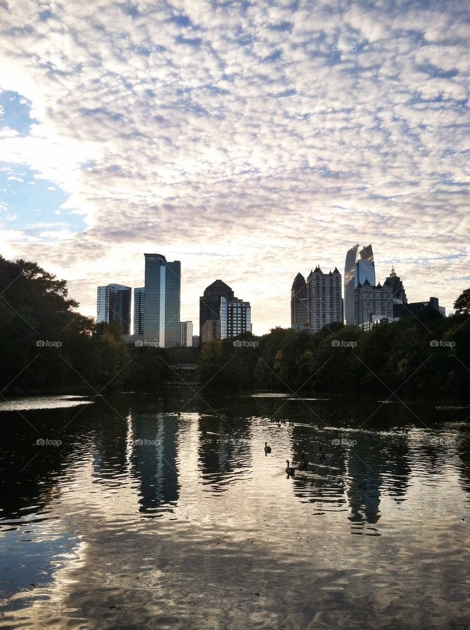 Building reflection on river