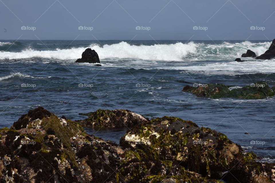 Choppy sea and waves crashing