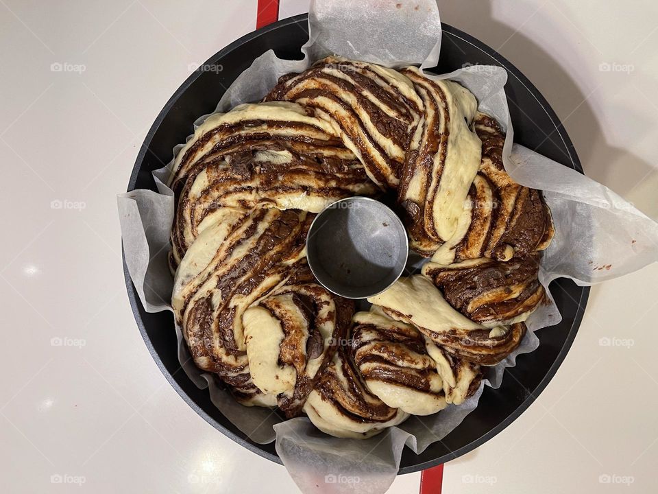 Chocolate babka before bake