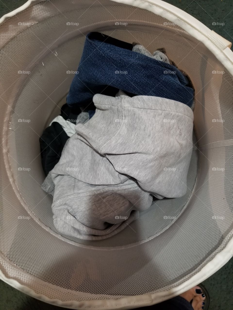 clothes in a hamper