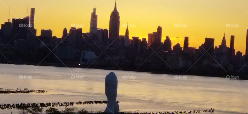 dawn over Hudson river