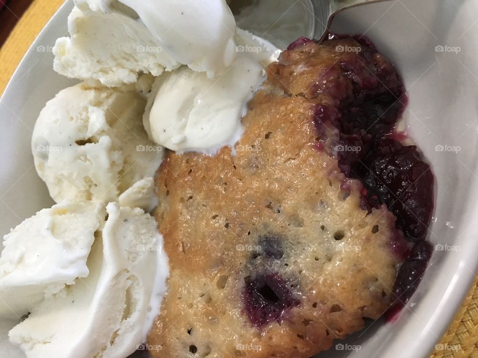 Berry Cobbler and Ice Cream 