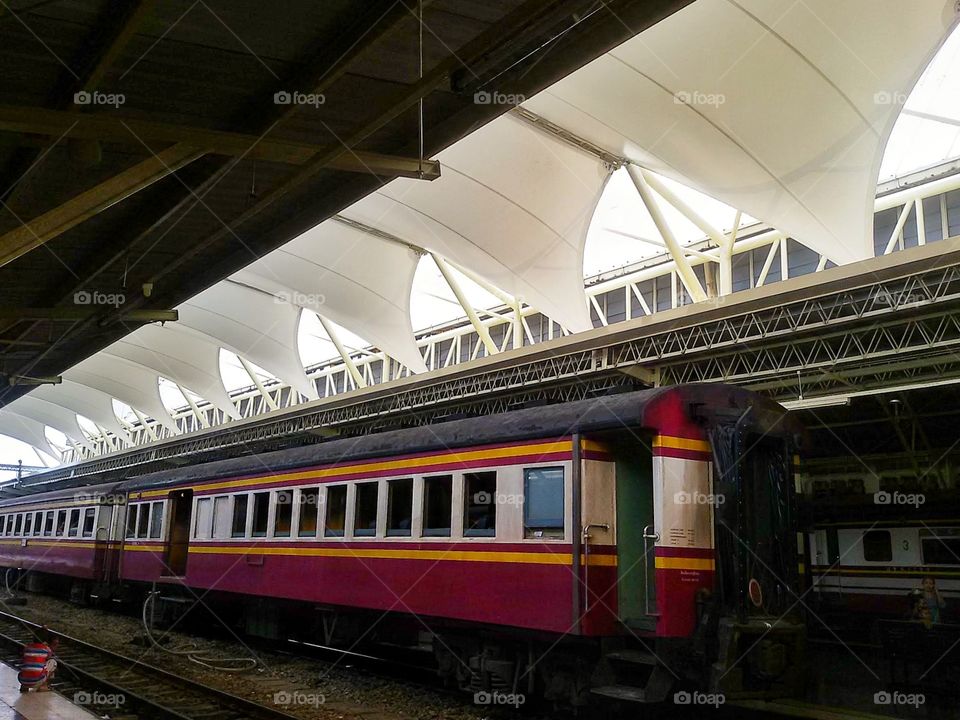 Train at Hua Lamphong in Thailand.
