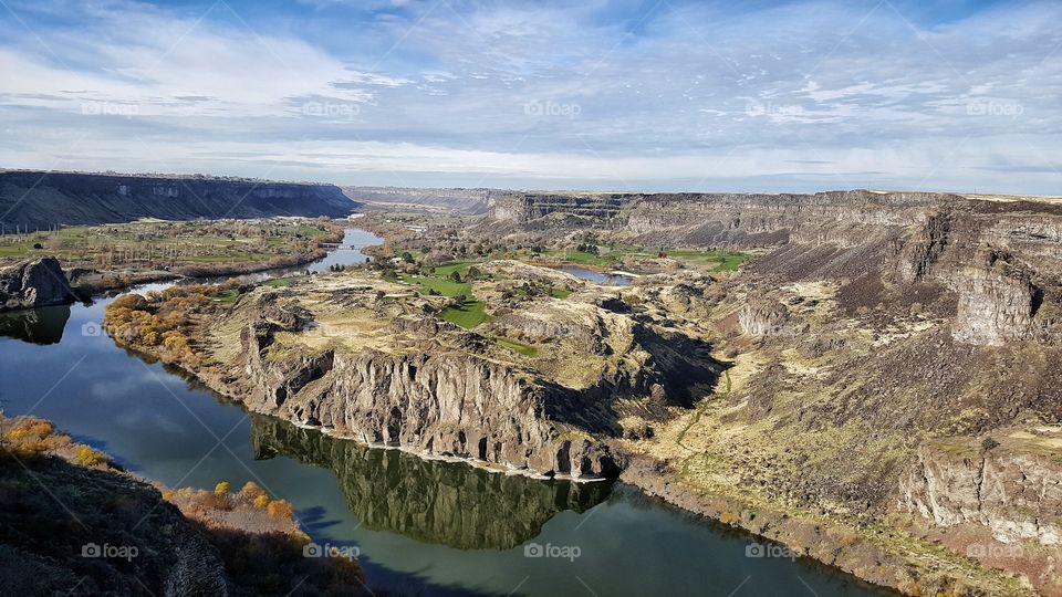 color photo of Twin Falls landmark