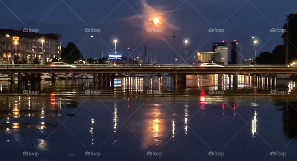 Moonshine over river