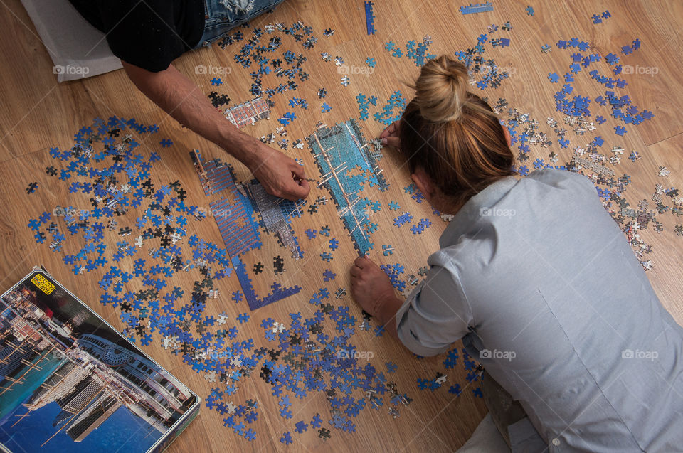 Working together on a puzzle