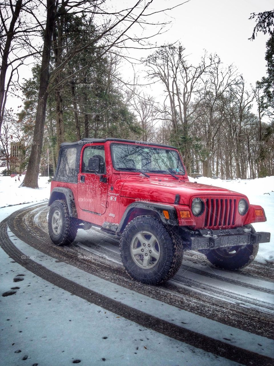 Jeep in snow