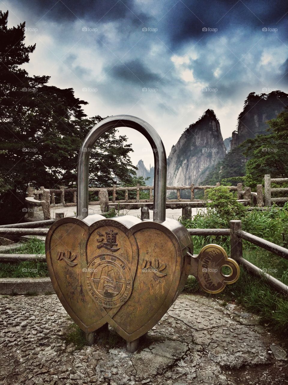 Huge love lock at Yellow Mountain, China 