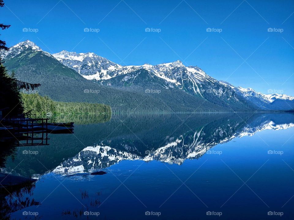 mountain mirrored in the lake in Alaska