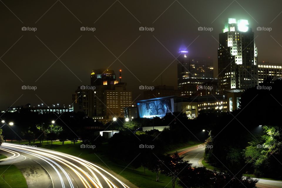 The color-changing shimmer wall is a unique nighttime wonder for passer byers to gaze upon in downtown Raleigh North Carolina. 