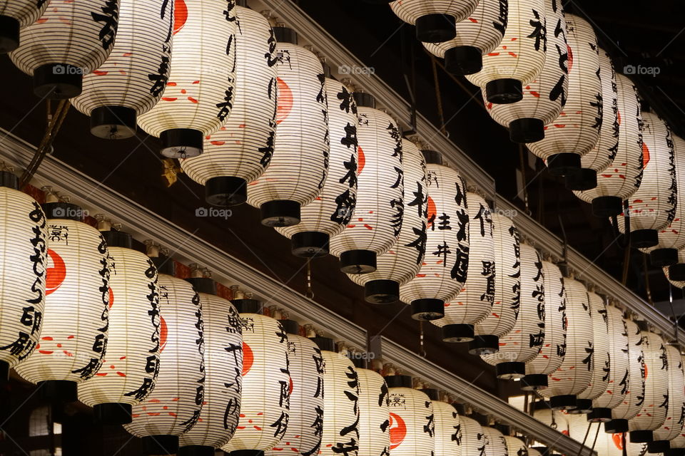 Row of Japanese lanterns