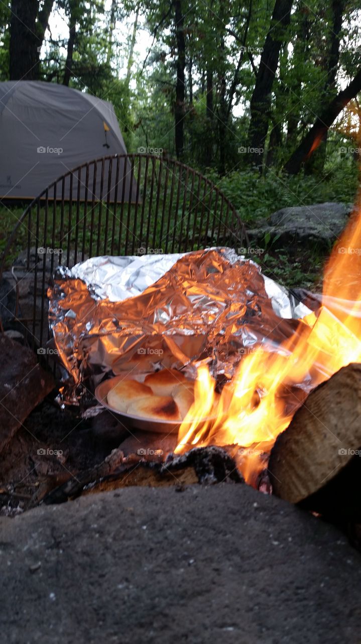 almost done. campfire biscuits