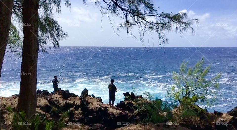 Fishermen on the sea cliffs