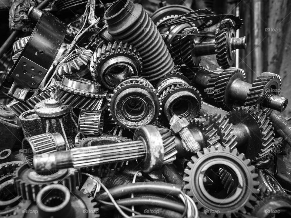 Close-up of greesy gears