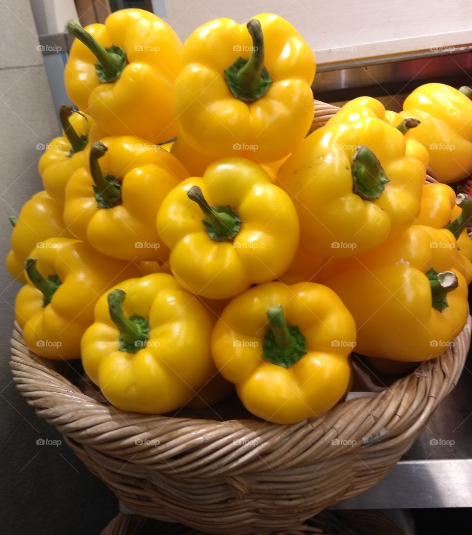 Basket Full of Yellow Peppers