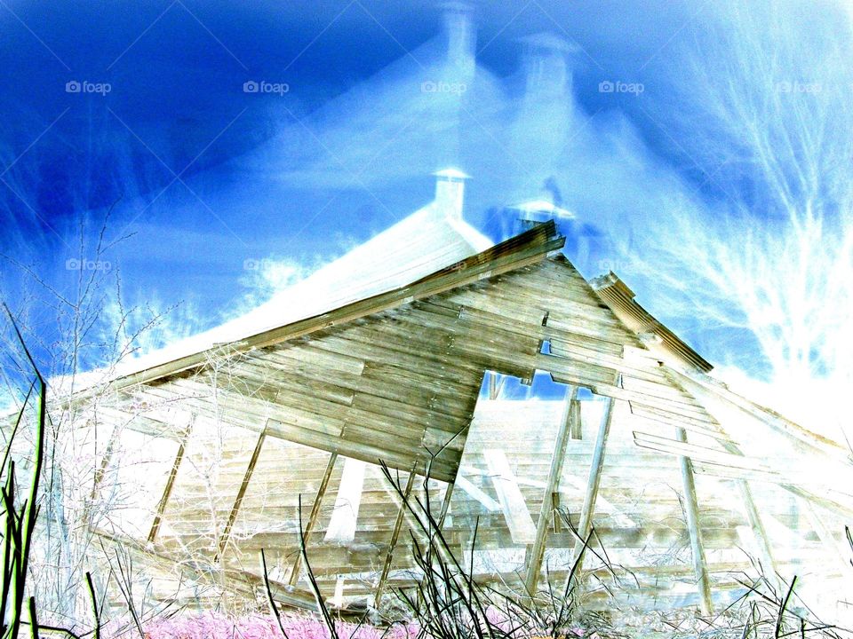 negative barn at night