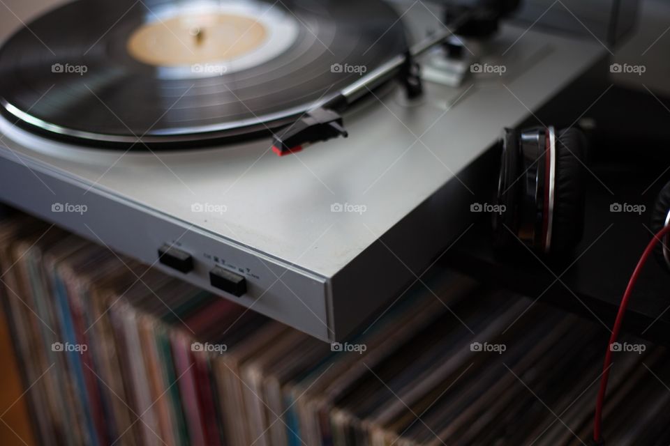 Photo of my digital turntable and vinyl collection 