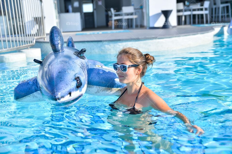 Woman in swimming pool