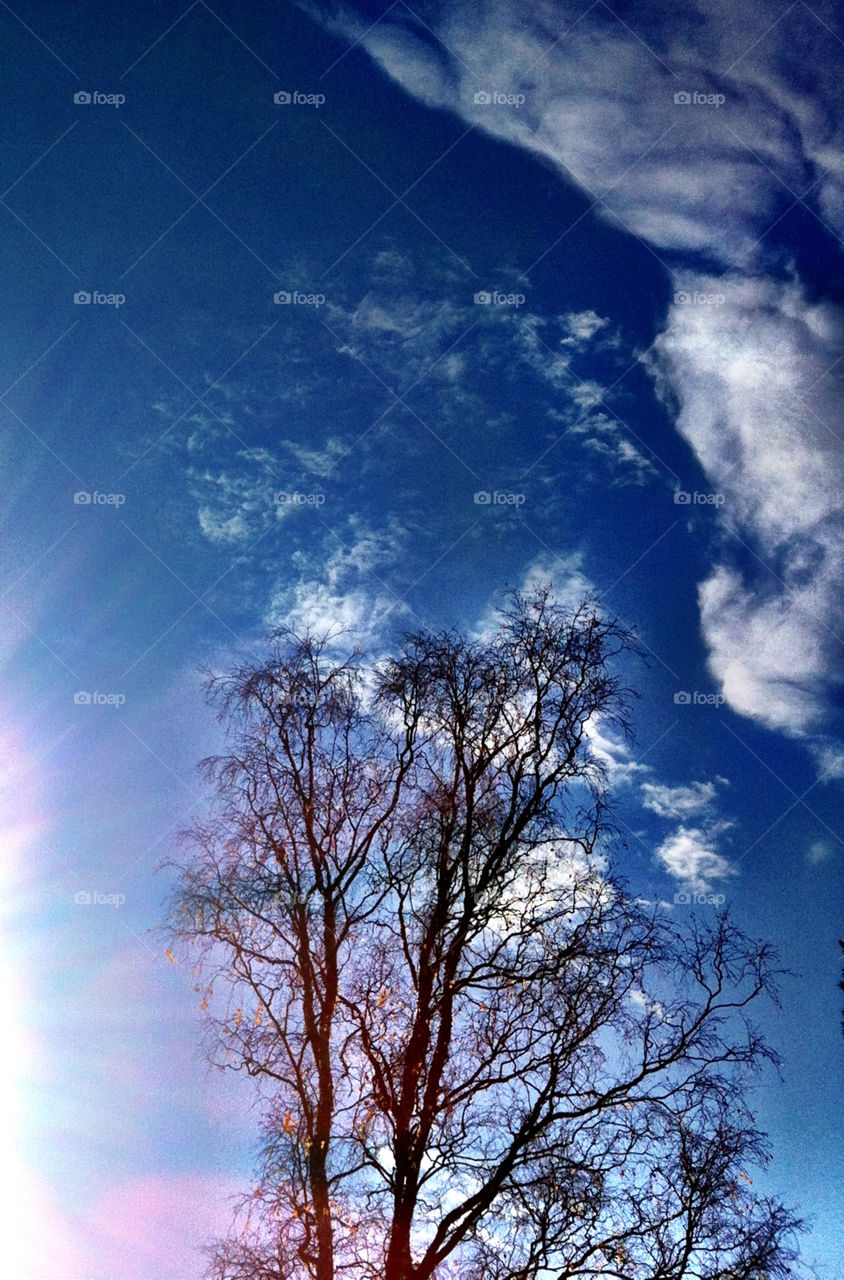 sky blue clouds sun by ka71