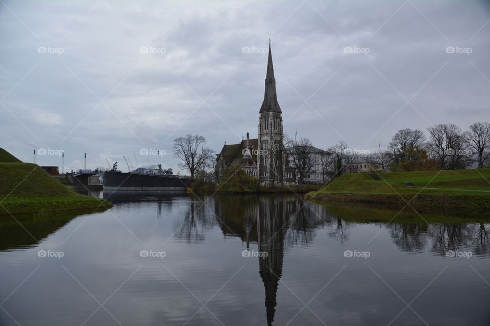 Church reflection in Copenhagen 