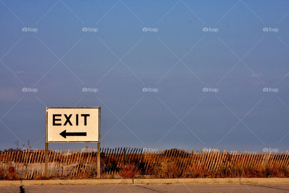 winter exit sign empty by javidog