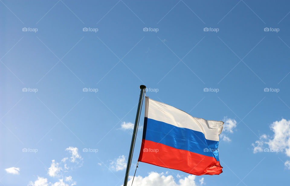 Flag of Russia at the sky
